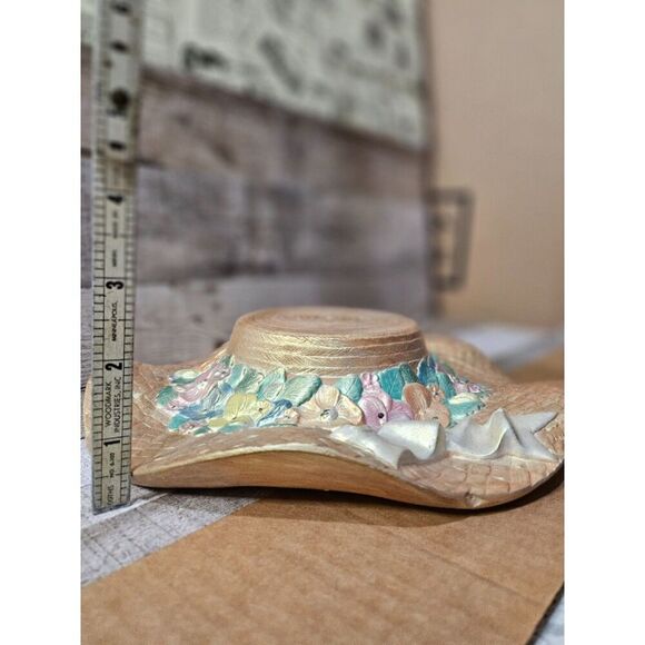 1984 Dona's Molds Ceramic Straw Hat Floral Flowers - Picture 4 of 7
